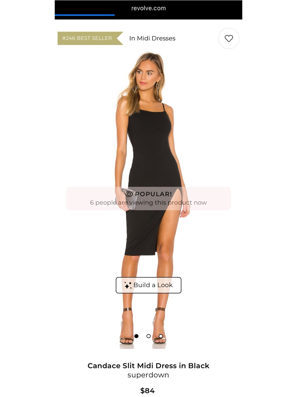 Superdown Candace Slit Midi Dress Size XS Black